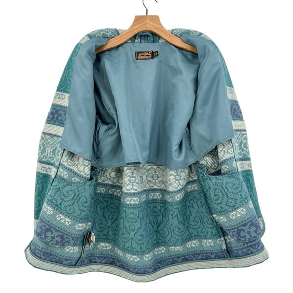 Eddie Bauer Vintage Blanket Wool Barn Toggle Shawl Collar Coat Size M petite - Picture 4 of 5